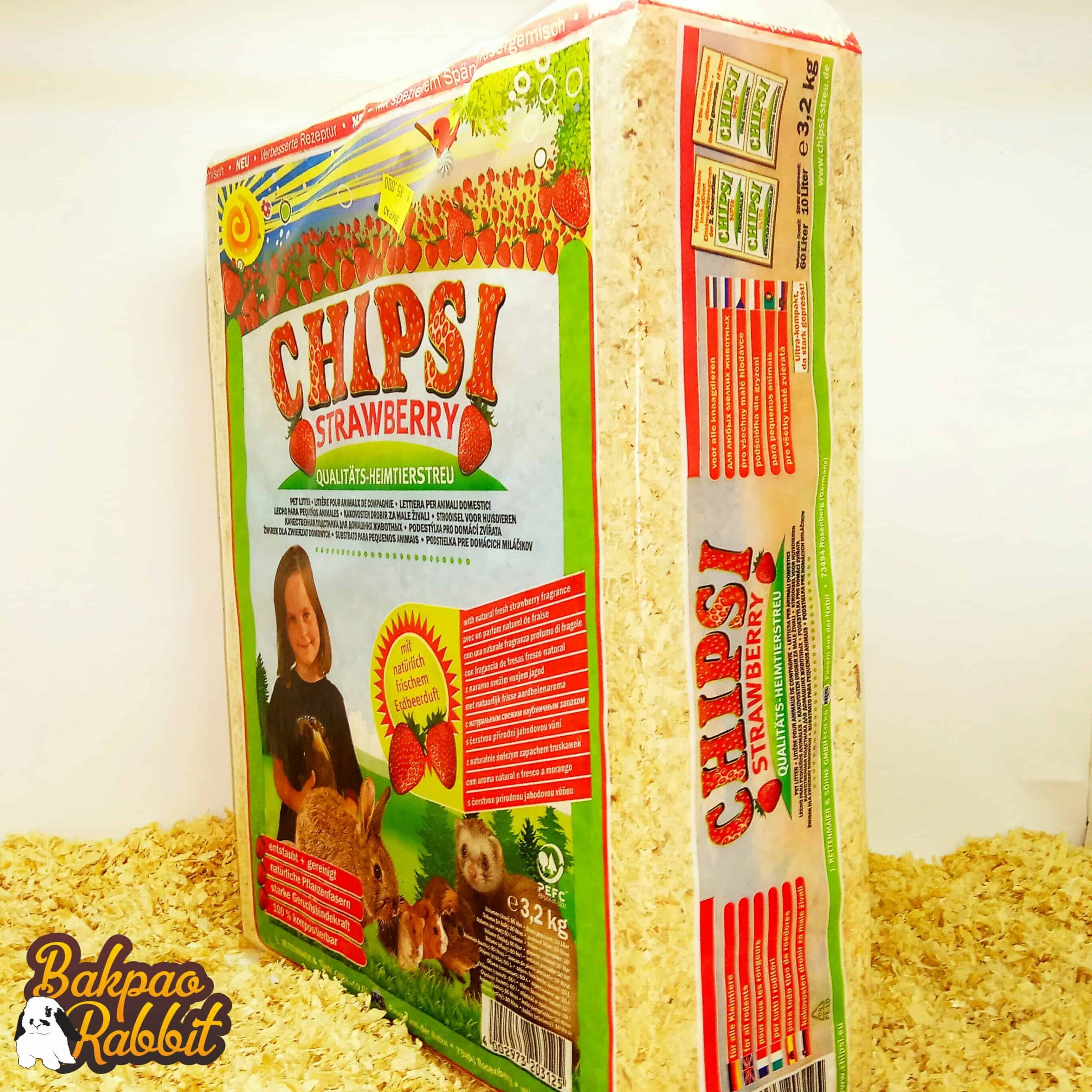 CHIPSI Strawberry Wood Chip Litter 3.2kg Bakpao Rabbit